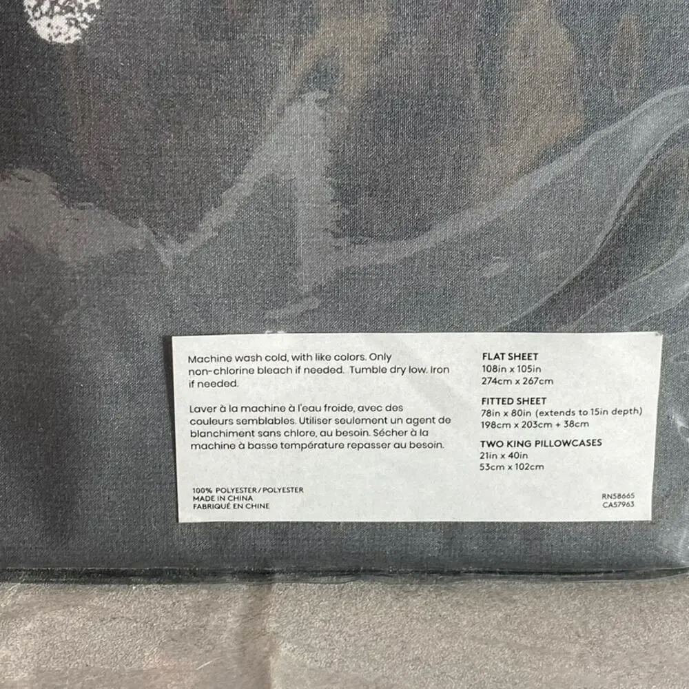 NORDSTROM RACK Gray Pearl Dot Print 4-Piece King Size Bed Sheet Set